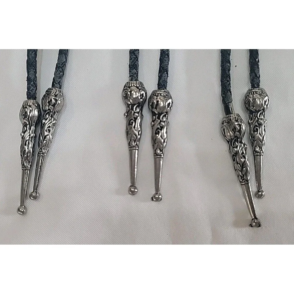 VTG Lot Of 3 Southwestern SSI Native American Bolo Tie w/Turquoise & Coral USA